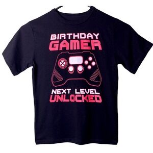 New! Children's Place Boys Size 5/6 Black 'Birthday Gamer' Graphic T-Shirt NWT